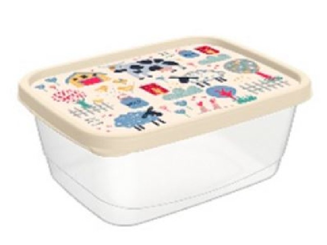 Контейнер для продуктов прямоугольный 0,85л с декором (светло-бежевый)